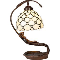 LumiLamp Tiffany Tafellamp  28x20x41 cm Beige Glas Tiffany Bureaulamp