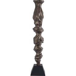 PTMD Fleure Brass casted alu candle holder black base L