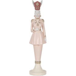Clayre & Eef Decoratie Beeld Konijn 44 cm Wit Roze Kunststof