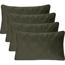 Atmosphera Bank/sierkussens huiskamer Sophia - 4x - 30 x 50 cm - Olijfgroen - polyester - met rits - Sierkussens