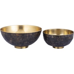 PTMD Loder Schalen - 47 x 47 x 23 cm - Mozaiek - Goud - Set van 2