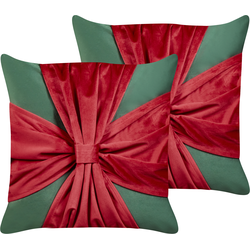 MARSHMALLOW - Sierkussen set 2 - Groen/Rood - 45 x 45 cm - Fluweel