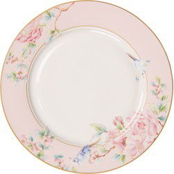 Clayre & Eef Dinerbord  Ø 27 cm Roze Wit Porselein Bloemen Eetbord