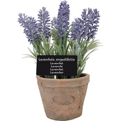 True to Nature Kunstplant - lavendel - in terracotta pot - 23 cm - Kunstplanten