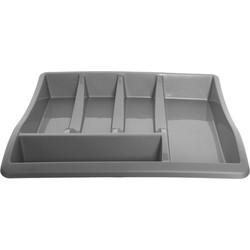 Bestekbak/keuken organizer - 5-vaks - Grijs - 39 x 39 x 6 cm - Bestekbakken