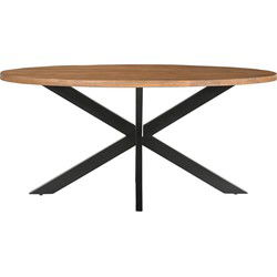 Livingfurn - Eetkamertafel Rocky Oval 210 cm - Mangohout / Gecoat Staal