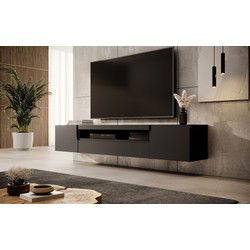 Meubella - TV-Meubel Dylan - Mat zwart - 200 cm
