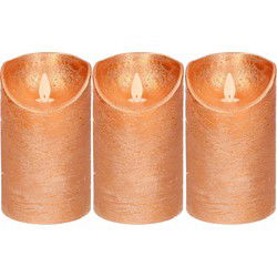 Anna's Collection Led kaars - 3x - koper - H12,5 x D7,5 cm - wax - LED kaarsen