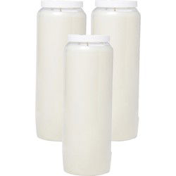 Grafkaars/gedenklicht - Set van 3x stuks - Wit - 7 x 20 cm - 216 branduur - 9 dagen - buitenkaarsen