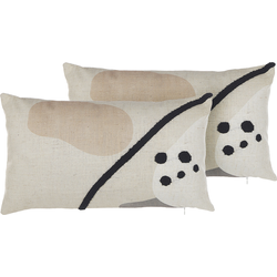 OSTEOSPERMUM - Sierkussen set van 2 - Beige - 30 x 50 cm - Polyester