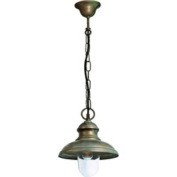 Hanglamp ketting verkoperd messing - zwart/groen