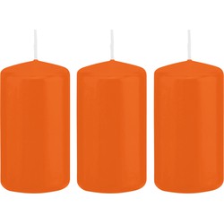 3x Kaarsen oranje 6 x 12 cm 40 branduren sfeerkaarsen - Stompkaarsen