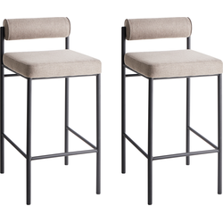 AMAYA - Barkruk set van 2 - Taupe - Polyester