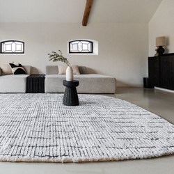 Vloerkleed Rectangle Edge Creme wit/Zwart - Interieur05 - Polyester - 200 x 290 cm - (L)