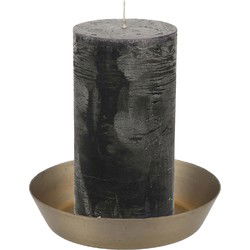 Kaarshouder voor stompkaars - goud - metaal - D10 x 2 cm - Kaarsenplateaus