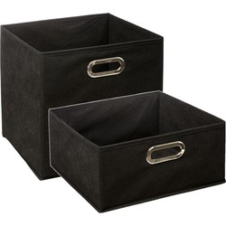 Set van 2x stuks opbergmanden/kastmanden 14 en 29 liter zwart van linnen 31 cm - Opbergkisten