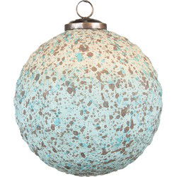Clayre & Eef Kerstbal  Ø 15 cm Turquoise Beige Glas Metaal Kerstboomversiering