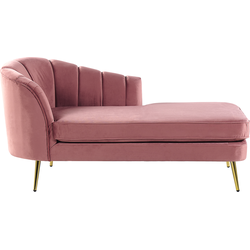 Beliani ALLIER - Chaise longue-Roze-Fluweel