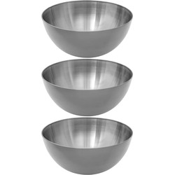 Set van 3x stuks - Slakom/serveer schaaltjes - rvs metaal - D24 cm - Saladeschalen