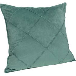 QUVIO Kussenhoes met ruit patroon - 50 x 50 cm - Fluweel - Eucalyptus groen