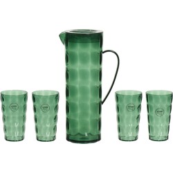 Waterkan/karaf set incl. 4 bekers - 1,7L - kunststof - groen - Schenkkannen