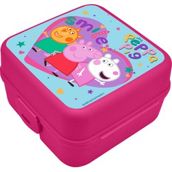 Peppa Pig broodtrommel/lunchbox voor kinderen - roze - kunststof - 14 x 8 cm - Lunchboxen