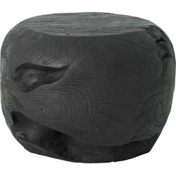 MUST Living Coffee table Ball Black,±30xØ40 cm, black recycled teakwood with natural cracks