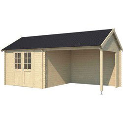 Blokhut met overkapping Fraya 575x275 Carbon Grey-Wit