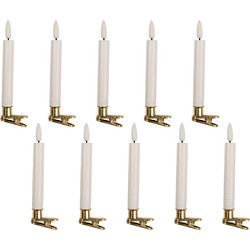 Clayre & Eef LED Dinerkaarsen set van 10 Ø 2x14 cm Wit Wax