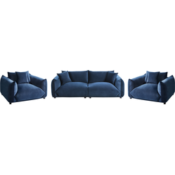 LUVOS - Banken set - Donkerblauw - Fluweel
