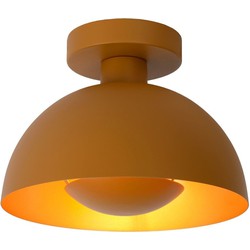 Okergele plafondlamp met tikkeltje retro vleugje modern 25 cm E27
