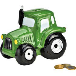 Spaarpot tractor van keramiek groen (B/H/D) 17x14x11cm