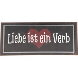 Clayre & Eef Tekstbord  30x13 cm Bruin Metaal Rechthoek Wandbord