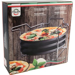 Pizzabakset standaard met 3 platen 29 cm - Pizzaplaten