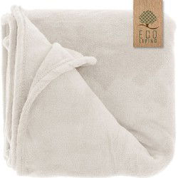 Unique Living Plaid-deken - fleece - creme wit - polyester - 130 x 180 cm - Plaids