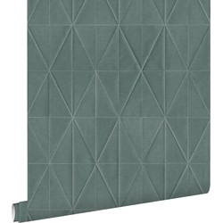 ESTAhome eco-texture vliesbehang origami motief petrolblauw - 0,53 x 10,05 m - 148712