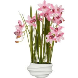 Mica Decorations Kunstplant Cymbidium - 49x40x81 cm - Polyester - Roze