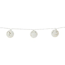 Christmas Decoration verlichting snoer - 10 bollen - wit glitters -150 cm - Lichtsnoeren