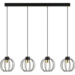 industriële hanglamp Accardi Zwart 4-lichts