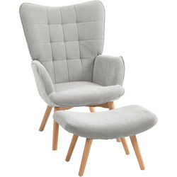 4goodz Oor-Fauteuil met Voetenbank Ribfluweel Optiek - Grijs