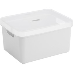 Sunware opbergbox/mand 32 liter wit kunststof met transparante deksel - Opbergbox