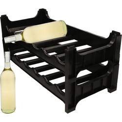 Cosy & Trendy Wijnflessenrek - 12x flessen - zwart - stapelbaar - Wijnrekken