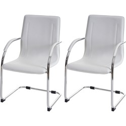 Cosmo Casa Set van 2 Conferentiestoelen - Sledeframe - Bezoekersstoelen - Wit