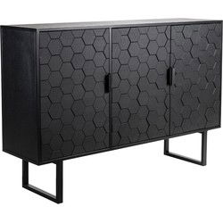 Dressoir Zwart Dennenhout - 135x36x90cm - Linc