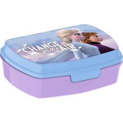 Disney Frozen broodtrommel/lunchbox voor kinderen - lila - kunststof - 20 x 10 cm - Lunchboxen