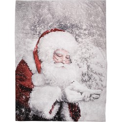 Clayre & Eef Plaid  130x170 cm Wit Grijs Polyester Kerstman Deken