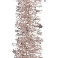 Kerstslinger sterren - lichtroze - folie - 10 x 270 cm - kerstboom versieringen/decoratie - Kerstslingers