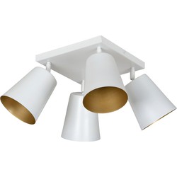 Raahe 4L wit en gouden richtbare vierkante plafondlamp 4x E27