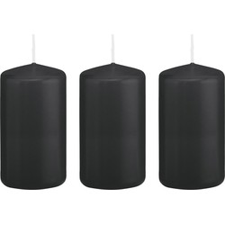 3x Kaarsen zwart 6 x 12 cm 40 branduren sfeerkaarsen - Stompkaarsen