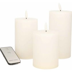Anna's Collection LED Stompkaarsen met afstandsbediening - 6x - wit - 10/12.5/15 cm - LED kaarsen